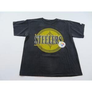 90s Pittsburgh Steelers Starter Black Gold T-shirt Sz XL